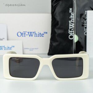 Off-White Men Sunglasses White Grey Square OERI097 MILANO 0107 NEW AUTHENTIC